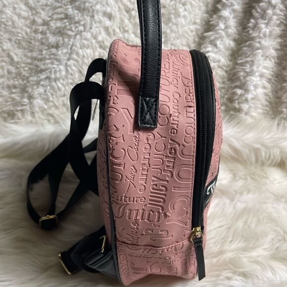Juicy Couture Vinyl Blush Pink Gothic Word play Small Backpack with black trims main image 11